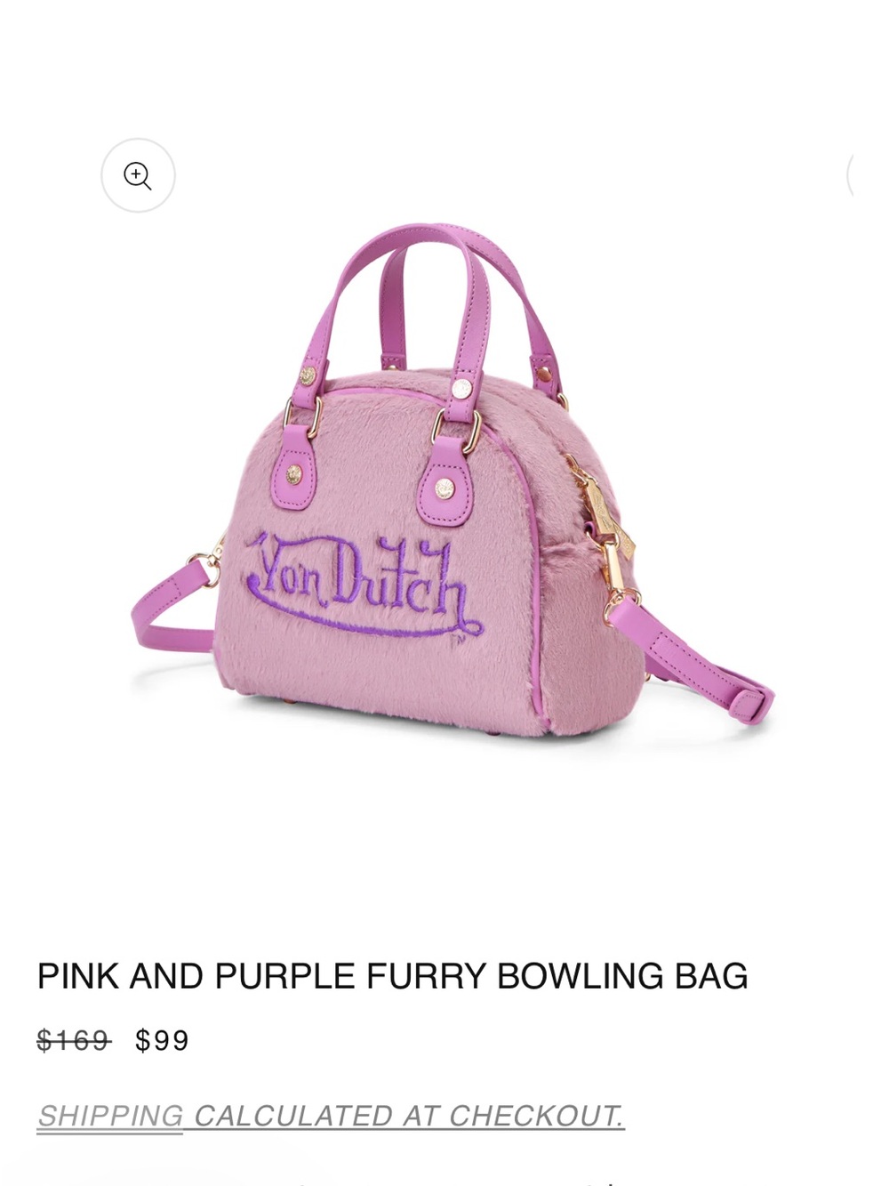 Von Dutch Lavender & Purple Fuzzy Dome Satchel - Picture 5 of 17